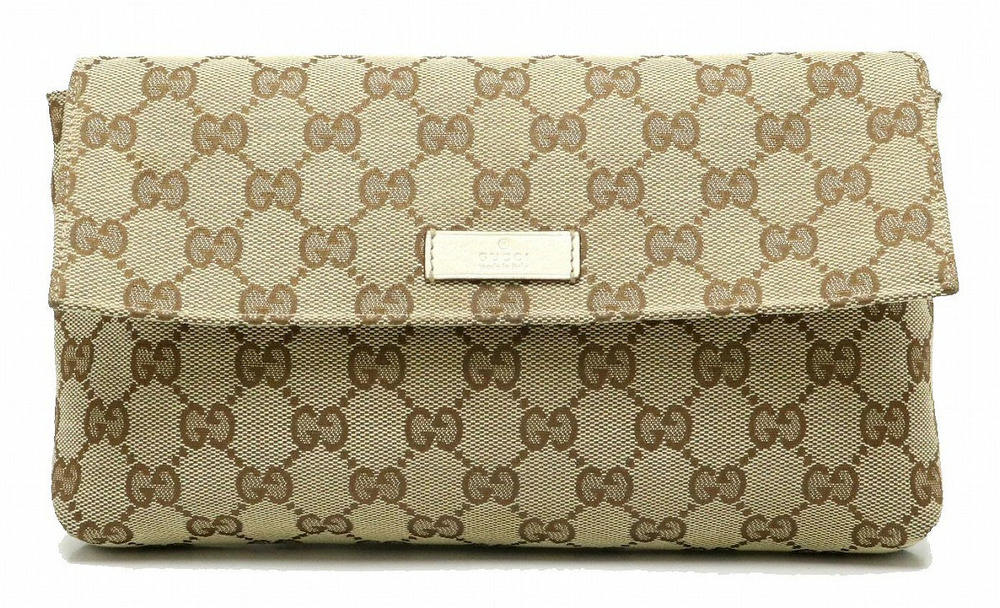 Gucci GG Canvas Body Belt Bag Waist Beige Cream